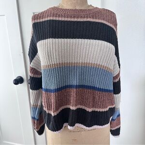 AMERICAN EAGLE Striped Crewneck Sweater oversized looser weave
